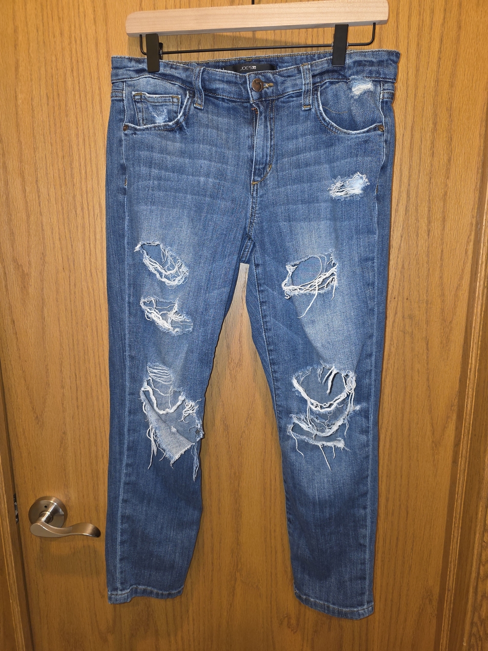 Joe's Jeans Distressed Ankle Cropped Blue Skinny Jeans